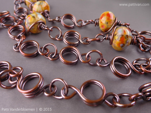 Artisan Raku Lampwork and Handmade Copper Chain