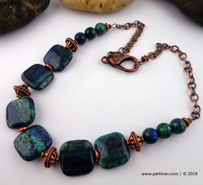 Azurite Gemstone and Copper Necklace