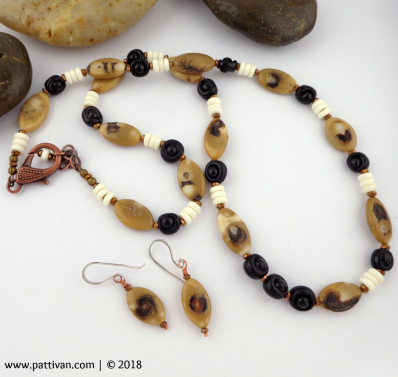 Bamboo Coral Necklace and Earrings Set