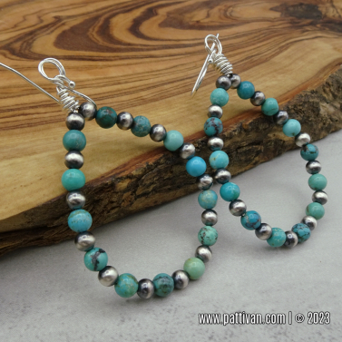 Turquoise and Sterling Silver Hoops