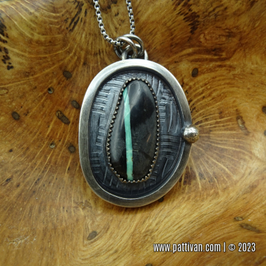 Boulder Ribbon Turquoise and Sterling Silver Pendant