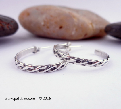 Braided Sterling Post Style Hoop Earrings