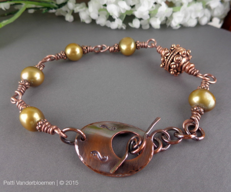 Bronze FW Pearls and Copper Bracelet