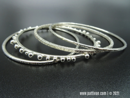 Set of 4 Sterling Silver Stacker Bangle Bracelets