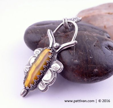Bumble Bee Jasper and Sterling Pendant Necklace