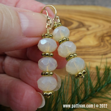 Buttercream Czech Glass Gold Fill  Earrings