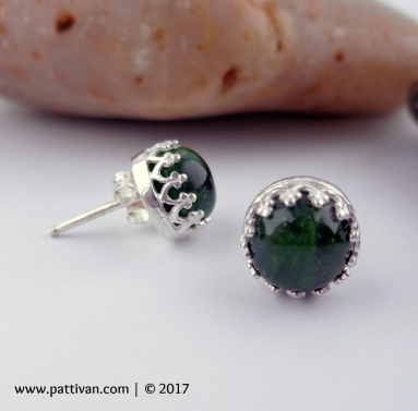 Chrome Diopside Sterling Silver Studs