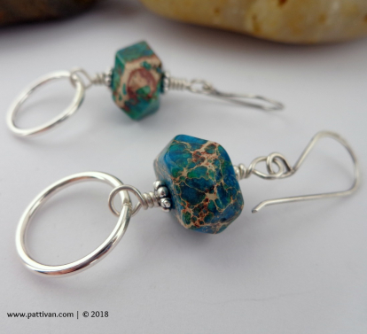 Chrysocolla and Sterling Silver Earrings