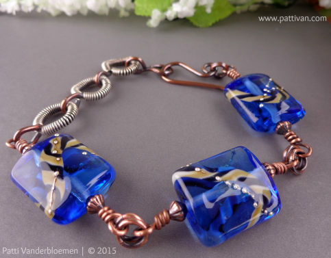 Artisan Lampwork Beads and Mixed Metals Bracelet