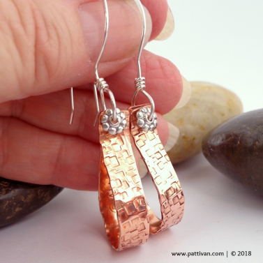 Shiny Copper and Sterling Silver Hoops