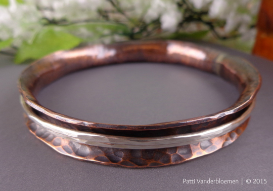 Copper and Sterling Silver Spinner Bangle