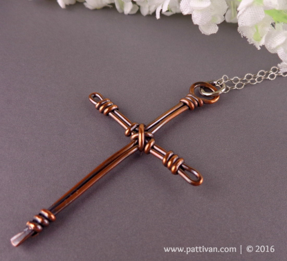 Copper Cross Pendant with Sterling Chain