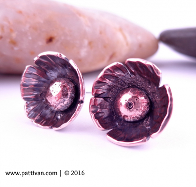 Copper Flower Stud Earrings