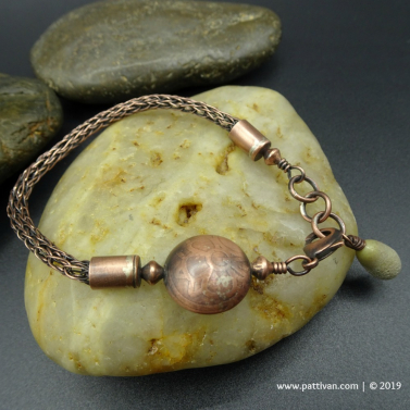 Copper Viking Knit Bracelet with Handmade Copper Components Copper Viking Knit Bracelet with Handmade Copper Components