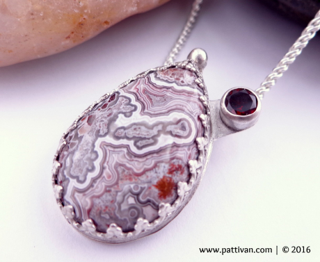 Crazy Lace Agate and Garnet Necklace Crazy Lace Agate and Garnet Necklace