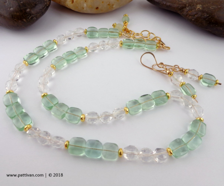 Crystal Quartz and Fluorite with Gold Necklace