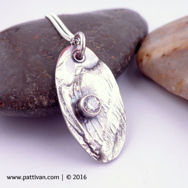 CZ on Reticulated Sterling Silver Necklace