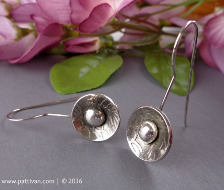 Domed Sterling Silver Flower Earrings