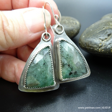 Emerald and Sterling Silver Earrings