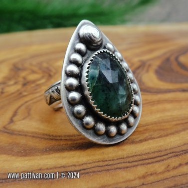 Emerald and Sterling Silver Ring