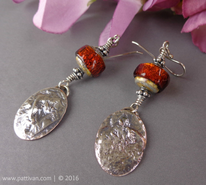 Fused Silver and Artisan Lampwork Earrings