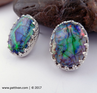 Galaxy Opal and Sterling Post Earrings