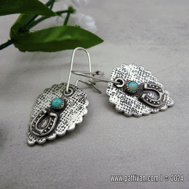 "Good Luck" Turquoise and Sterling Silver Earrings