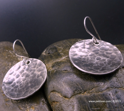 Hammered Sterling Silver Disc Earrings