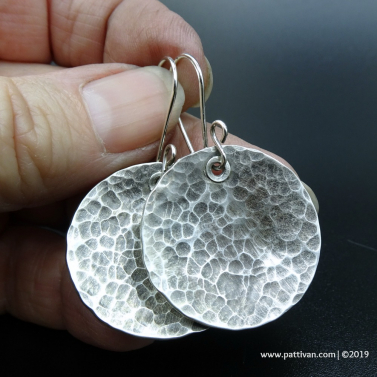 Hammered Sterling Silver Disc Earrings