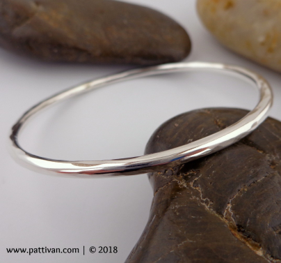Heavy Faceted Sterling Silver Bangle