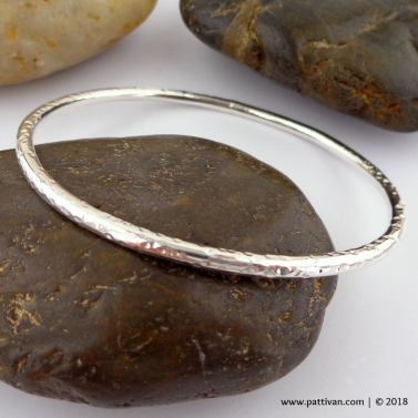 Heavy Hammered 8 Gauge Sterling Silver Bangle