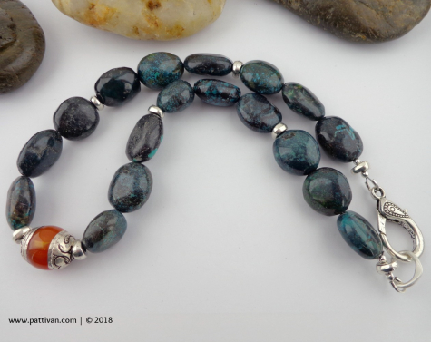 Hubei Turquoise with Tibetan Bead Necklace