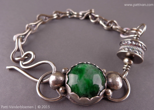 Jade and Sterling Silver Bangle