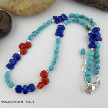 Kingman Turquoise and Lapis Lazuli Sterling Necklace
