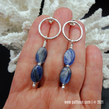 Kyanite and Sterling Silver Hoops