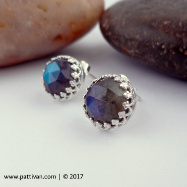 Labradorite and Sterling Silver Studs