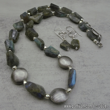 Labradorite Set with Handcrafted Hollow Sterling Silver Beads