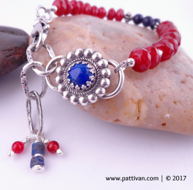 Lapis Lazuli and Carnelian Adjustable Bracelet