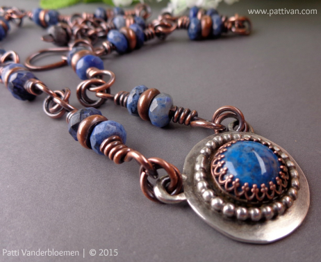 Lapis and Dumortiertite Mixed Metal Necklace