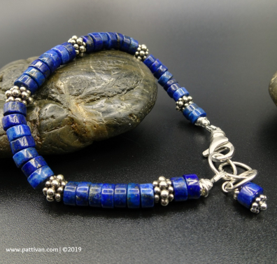 Lapis Lazuli and Bali Sterling Silver Bracelet