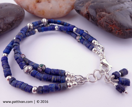 Lapis and Cloissione Multi Strand Bracelet