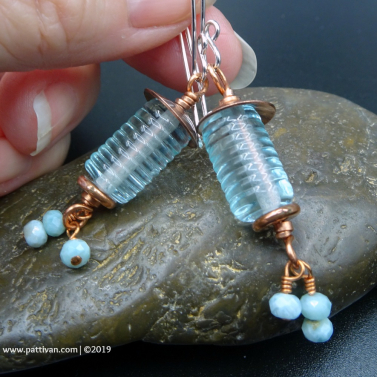 Larimar and Artisan Glass Earrins