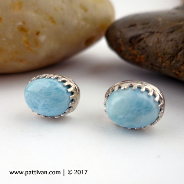 Larimar and Sterling Silver Stud Earrings