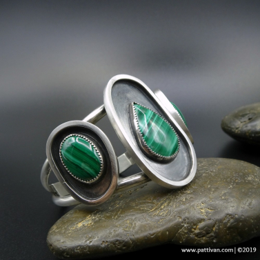 Malachite 3 Stone Sterling Silver Cuff