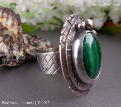 Malachite and Layered Sterling Silver Ring