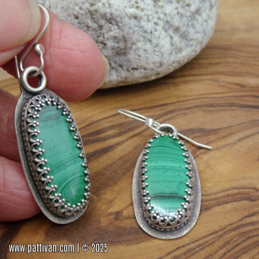 Malachite and Sterling Silver Earrings Malachite and Sterling Silver Earrings