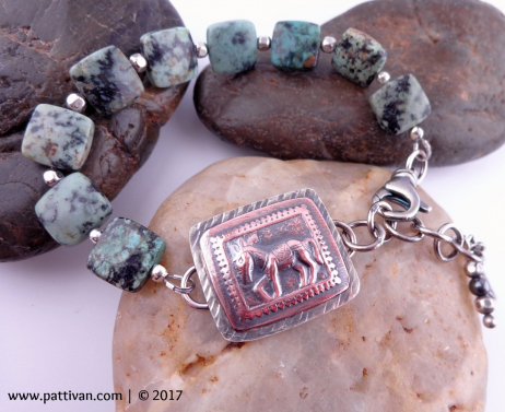 Mixed Metal Horse Stamped Focal and Turquoise