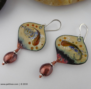 Mixed Metal Enameled Charm Earrings