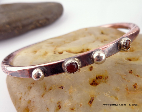Mixed Metal Bangle with Citrine and Carnelian