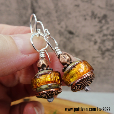 Mixed Metal Earrings with Artisan Glass